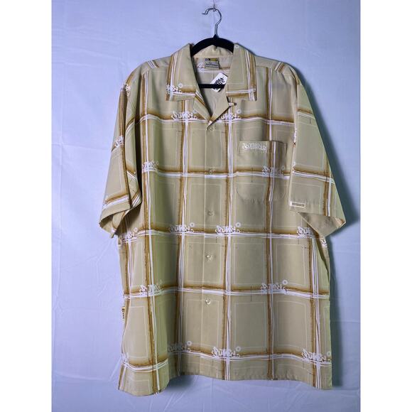 Southpole Tan Plaid Button Up Short Sleeve Shirt Chest Pocket Men's Size Large - Picture 1 of 2